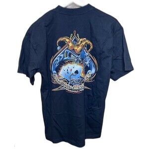 Vtg ROAD RAGE T-Shirt Joker Skeleton Biker Motorbike Motorcycle Mens M Black